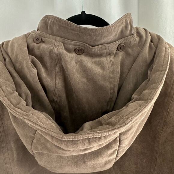 Bromley Sport Faux Suede Brown Hooded Jacket Womens Size Large - Picture 6 of 7